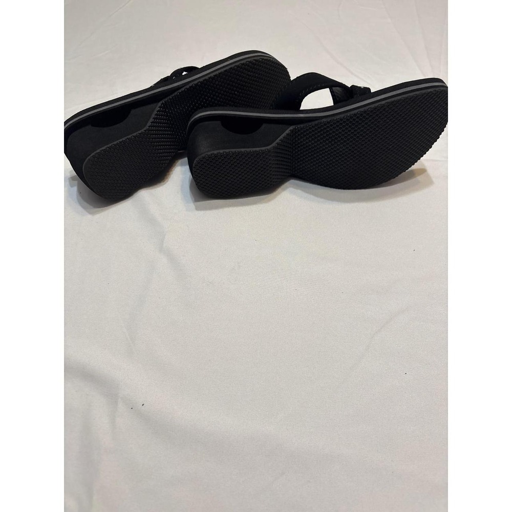 Skechers Yoga Foam Black Rhinestone Wedge Flip Flops Sandals 31744 Womens 8 - Picture 2 of 4